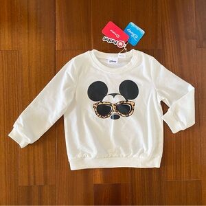 PatPat Disney Boy Mickey Leopard Sunglasses Graphic White Sweatshirt
